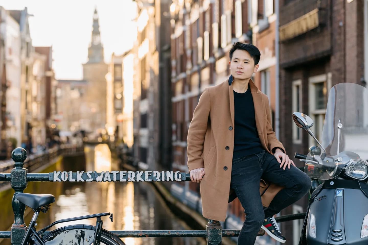 Fernando Abednego Halim beside an Amsterdam canal